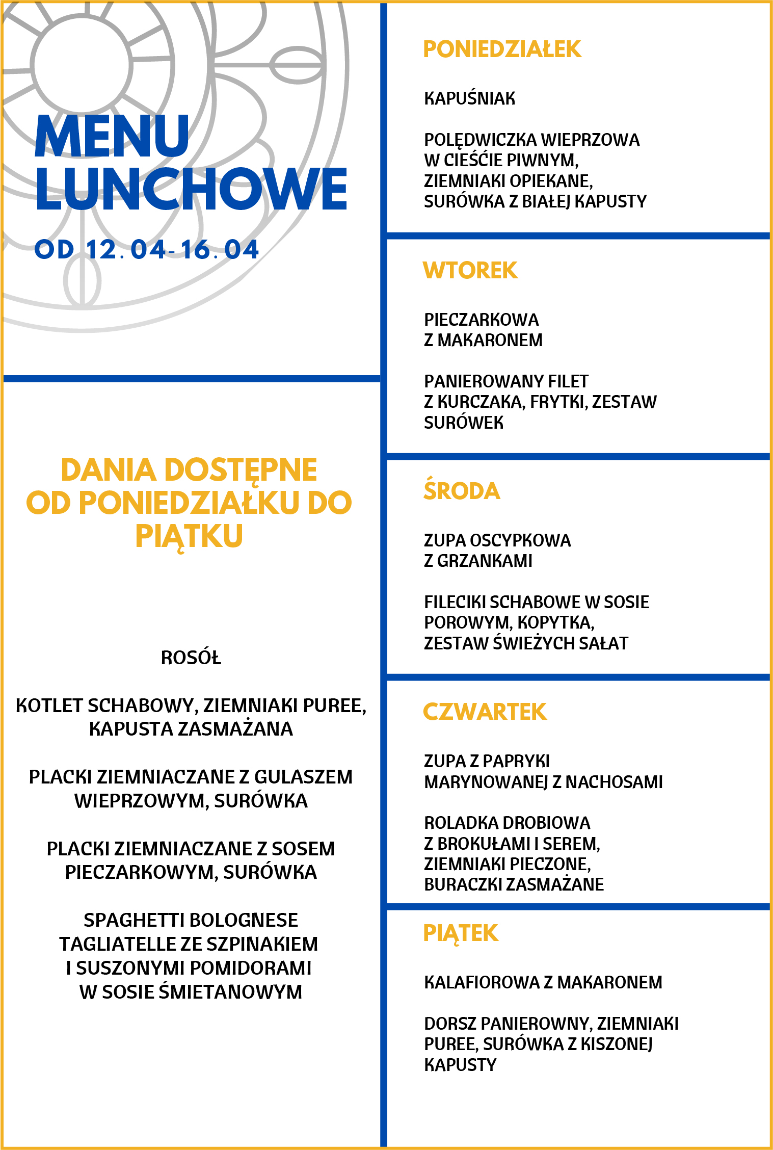 Menu lunchowe Manufaktura Mateczny Menu lunchowe Manufaktura Mateczny